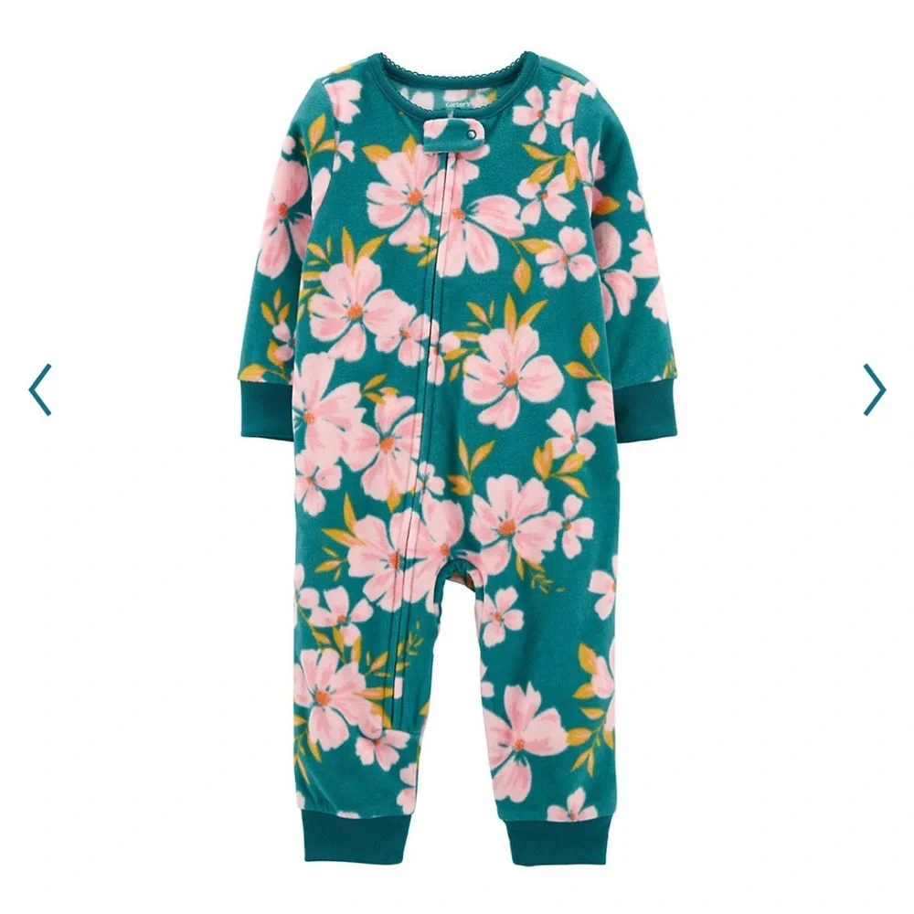Carter’s floral fleece footless pajamas for baby girl 12 mo GUC